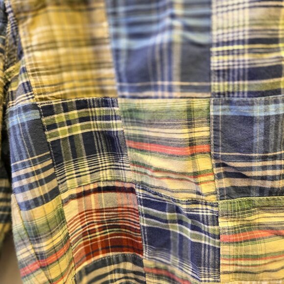 2000s Y2K Izod Mens Patchwork Madras Plaid Cotton Shorts Size 36 Multicolor Casu - Picture 4 of 10